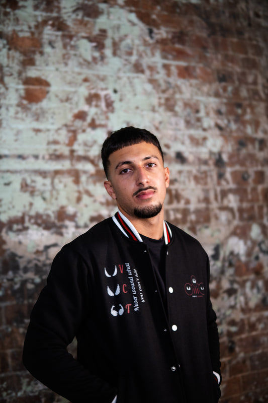 Symbiote inspired varsity jacket